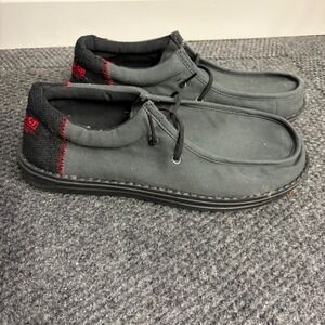 Snap-on Tools Mens Loafers Gray Black Canvas Moc Toe Slip On Shoes Size 9 USA